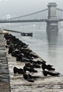 Shoe memorial on Danube bank from where many Jews were shot into the river